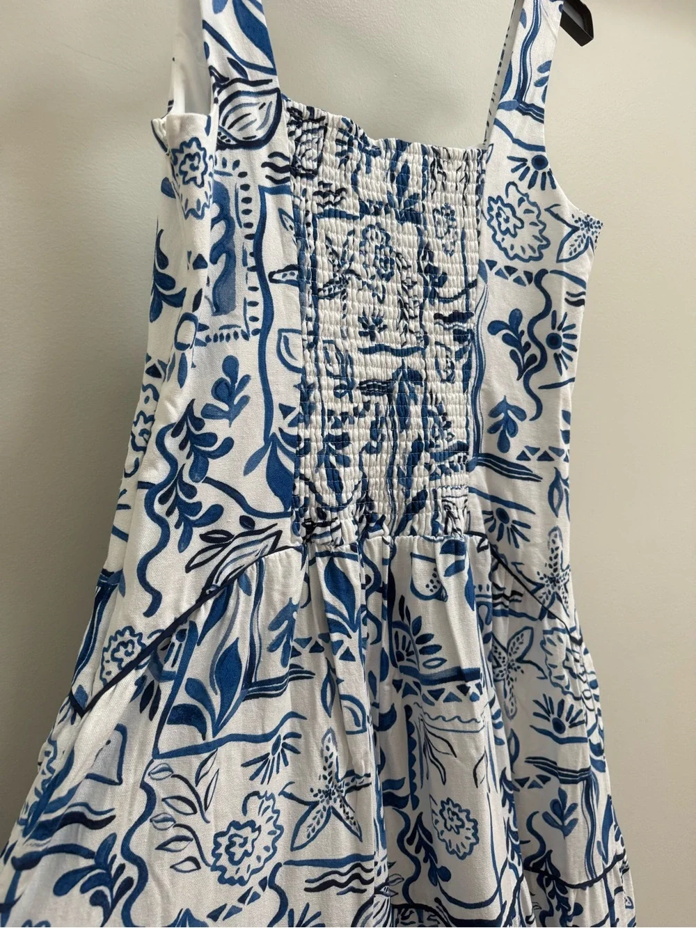 CeCe White and Blue Floral Patchwork Maxi Dress